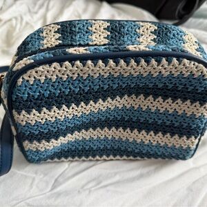 Woven Blue & Cream Crossbody Bag